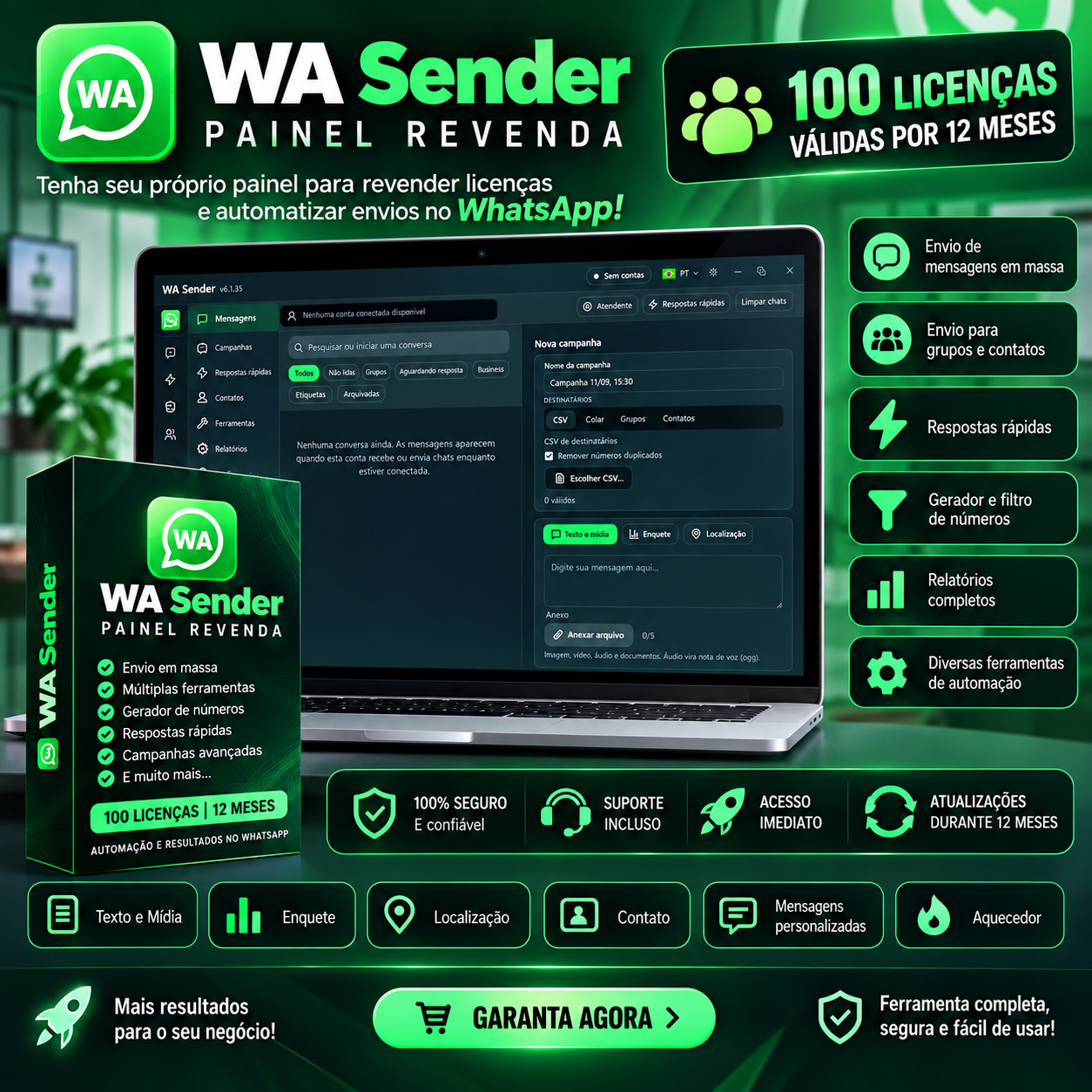 WaSender – Anual + Painel de licenças
